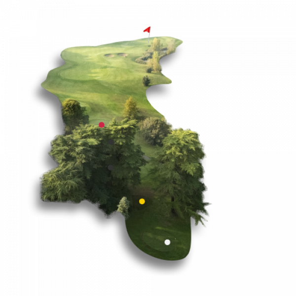 Buca 1 Campo da Golf Gary Player, buche 1-9 vicino Lonato Lago di Garda.